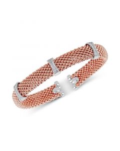 Diamond Mesh-Look Station Bangle Bracelet (1/4 ct. t.w.) in Sterling Silver & 14k Rose Gold-Plated Sterling Silver