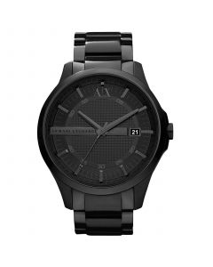 Watch, Men's Black Ion Plated Stainless Steel Bracelet 46mm AX2104