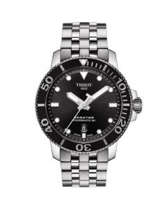 Men's Swiss Automatic T-Sport Seastar 1000 Gray Stainless Steel Bracelet Diver Watch 43mm