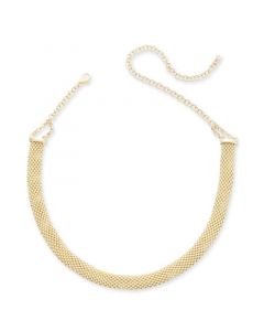 Popcorn Mesh Link Choker Necklace in 14k Gold-Plated Sterling Silver, 13" + 5" extender