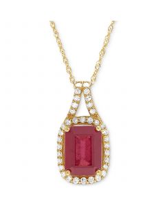 Ruby (2-1/3 ct. t.w.) and Diamond (1/5 ct. t.w.) 18" Pendant Necklace in 14k Gold