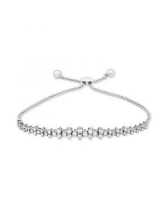 Diamond Honeycomb Bolo Bracelet (1-1/2 ct. t.w.) in 14k White Gold, Created for Macy's