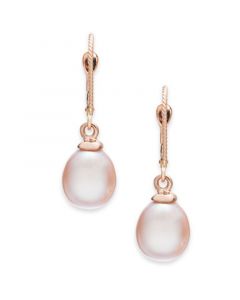 Pink Cultured Freshwater Pearl (8-1/2mm) Drop Earrings in 14k Rose Gold