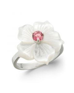 Pink Tourmaline (1/4 ct. t.w.) & Mother-of-Pearl Flower Ring in Sterling Silver