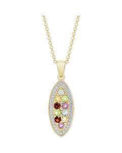 Multi-Gemstone (3/4 ct. t.w.) & Diamond Accent Mosaic 18" Pendant Necklace in 14k Gold-Plated Sterling Silver