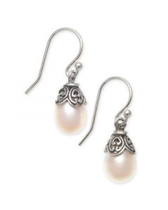 Cultured Freshwater Pearl (8mm) Drop Earrings in Sterling Silver