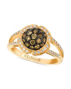 Chocolatier® Diamond Halo Cluster Ring (3/4 ct. t.w.) in 14k Gold