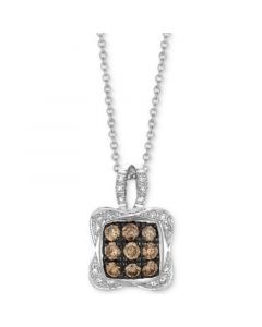 Chocolatier® Diamond Square Cluster 18" Pendant Necklace (1/2 ct. t.w.) in 14k White Gold