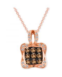 Chocolatier® Diamond Square Cluster 18" Pendant Necklace (1/2 ct. t.w.) in 14k Rose Gold