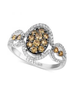 Chocolatier® Diamond Oval Cluster Ring (3/4 ct. t.w.) in 14k White Gold