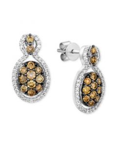 Chocolatier® Diamond Cluster Drop Earrings (1 ct. t.w.) in 14k White Gold