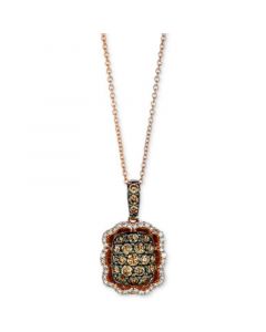 Chocolatier® Diamond Cluster 18" Pendant Necklace (7/8 ct. t.w.) in 14k Rose Gold