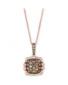 Chocolatier® Diamond Square Cluster 18" Pendant Necklace (7/8 ct. t.w.) in 14k Rose Gold