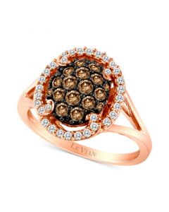 Chocolatier® Diamond Halo Cluster Ring (3/4 ct. t.w.) in 14k Rose Gold