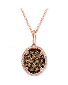 Chocolatier® Diamond Oval Cluster 18" Pendant Necklace (3/4 ct. t.w.) in 14k Rose Gold