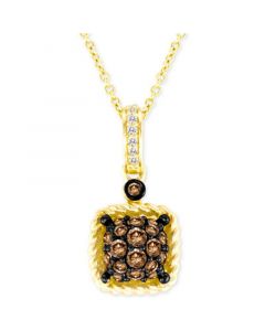 Chocolatier® Chocolate® & Vanilla® Diamond Square Cluster 18" Pendant Necklace (3/8 ct. t.w.) in 14k Gold