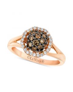 Chocolatier® Diamond Halo Cluster Ring (5/8 ct. t.w.) in 14k Rose Gold