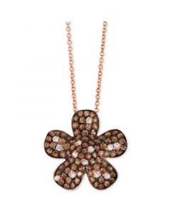 Red Carpet® Diamond Flower 18" Pendant Necklace (1-3/8 ct. t.w.) in 14k Rose Gold