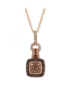 Chocolatier® Diamond Halo Cluster 18" Pendant Neckace (7/8 ct. t.w.) in 14k Rose Gold