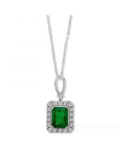 EFFY® Emerald (2-1/5 ct. t.w.) & Diamond (1/4 ct. t.w.) 18" Pendant Necklace in 14k White Gold (Also Available in 14k Yellow Gold)