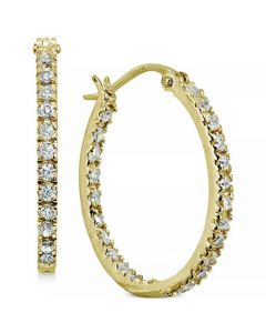 Small Cubic Zirconia In & Out Oval Hoop Earrings in 18k Gold-Plated Sterling Silver, 0.6", Created for Macy's