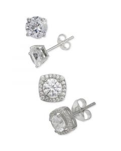 2-Pc. Set Cubic Zirconia Stud Earrings in Sterling Silver, Created for Macy's