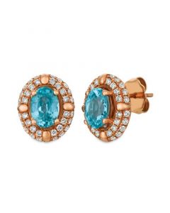 Blue Zircon (2 5/8 ct.t.w.) and Nude Diamonds™ (1 ct.t.w.) Earrings set in 14k rose gold