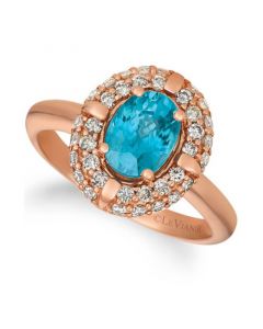 Blue Zircon (1 1/4 ct.t.w.) and Nude Diamonds™ (5/8 ct.t.w.) Ring set in 14k rose gold