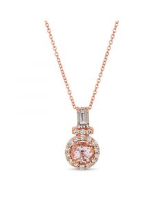 Peach Morganite™ (3/4 ct.t.w.) and Nude Diamonds™ (1/4 ct.t.w.) Pendant set in 14k rose gold