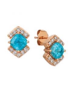 Blue Zircon (2-3/8 ct. t.w.) and Light Brown Diamond (1/3 ct. t.w.) Stud Earrings in 14k Rose Gold