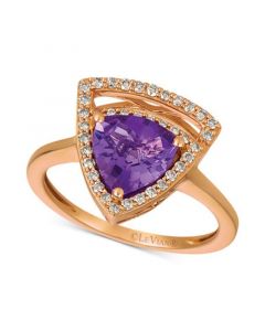 Grape Amethyst (1-5/8 ct. t.w.) & Vanilla Diamond (1/4 ct. t.w.) Statement Ring in 14k Rose Gold