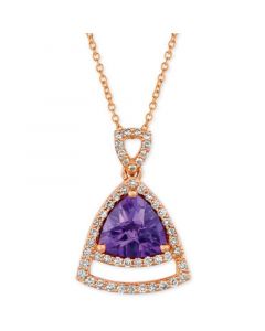 Grape Amethyst (1-5/8 ct. t.w.) & Vanilla Diamond (1/3 ct. t.w.) 18" Pendant Necklace in 14k Rose Gold