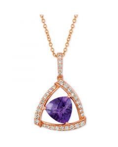 Amethyst (1-5/8 ct. t.w.) & Diamond (1/3 ct. t.w.) 18" Pendant Necklace in 14k Rose Gold