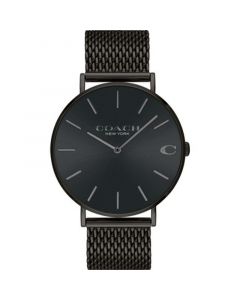 Men's Charles Black Stainless Steel Mesh Bracelet Watch 36mm