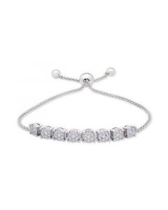 Diamond Cluster Bolo Bracelet (1/5 ct. t.w.) in Sterling Silver