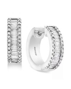 EFFY® Diamond Baguette Hoop Earrings (1 ct. t.w.) in 14k White Gold or 14k Yellow Gold