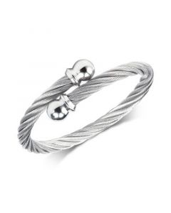 Cable Twist Bangle Bracelet in Stainless Steel