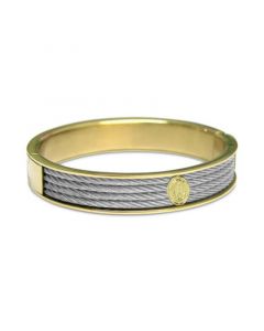 Cable Two-Tone Bangle Bracelet in Stainless Steel & Gold-Tone PVD Stainless Steel