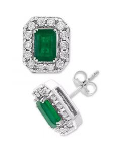 EFFY® Emerald (1-7/8 ct. t.w.) & Diamond (1/5 ct. t.w.) Earrings in 14k White Gold (Also in Yellow Gold)