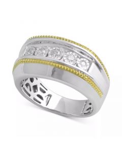 Men's Diamond Two-Tone Ring (1/5 ct. t.w.) in Sterling Silver & 14k Gold-Plate