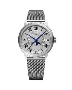 Men's Swiss Automatic Maestro Moonphase Stainless Steel Mesh Bracelet Watch 40mm