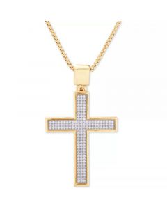 Diamond Cross 22" Pendant Necklace (1/2 ct. t.w.) in 14k Gold-Plated Sterling Silver or Sterling Silver (Also in Black Diamonds)