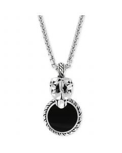 EFFY® Men's Onyx (15mm) & Diamond Accent Panther 20" Pendant Necklace in Sterling Silver