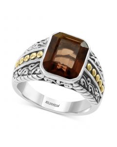 EFFY® Men's Smoky Quartz Ring (5-3/8 ct. t.w.) in Sterling Silver & 18k Gold