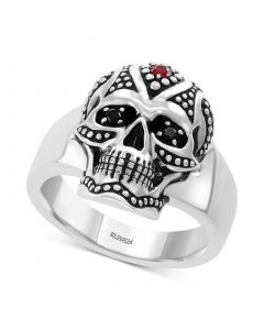 EFFY® Men's Ruby (1/10 ct. t.w.) & Diamond Accent Skull Ring in Sterling Silver