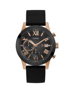 Men's Black Silicone Strap Watch 45mm