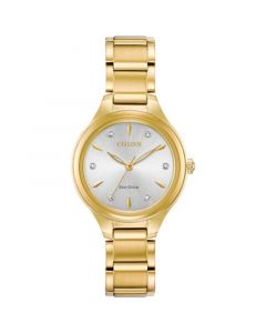 Eco-Drive Women's Corso Diamond-Accent Gold-Tone Stainless Steel Bracelet Watch 29mm