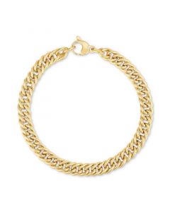 Fancy Link Wide Bracelet in 14k Gold