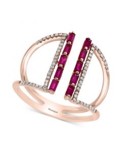 EFFY® Ruby (1/2 ct. t.w.) & Diamond (1/5 ct. t.w.) Statement Ring in 14k Rose Gold