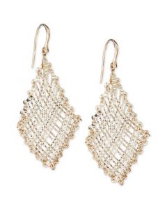 Filigree Weave Textured Drop Earrings in 14k Gold